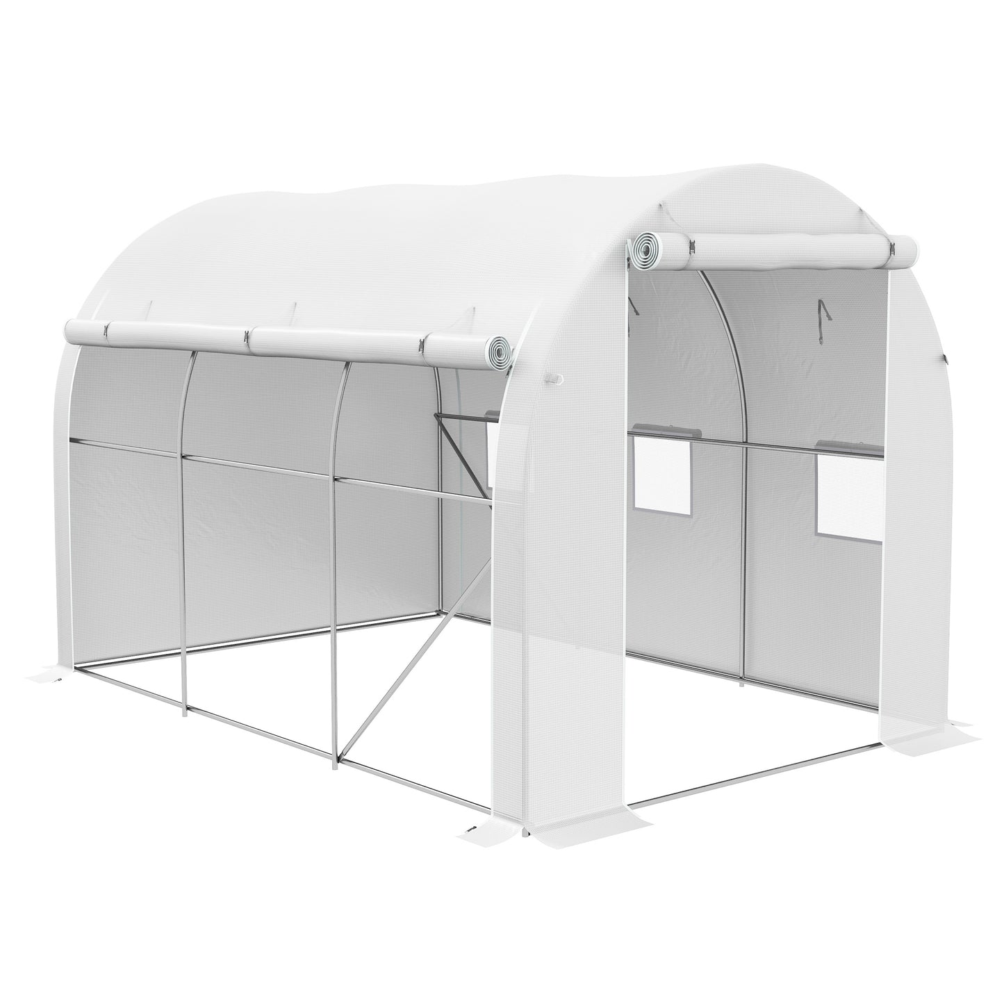 Photo of Outsunny 296 x 196cm Steel Frame Polytunnel Greenhouse - White in White colour on a white background