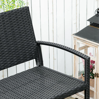 Close-up of the black woven bench seat, backrest and curved armrest