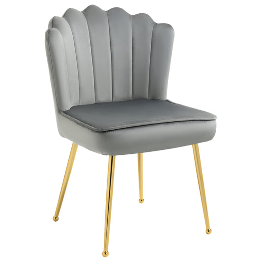 Photo of HOMCOM Velvet-Feel Shell Accent Chair - Grey in Grey colour on a white background
