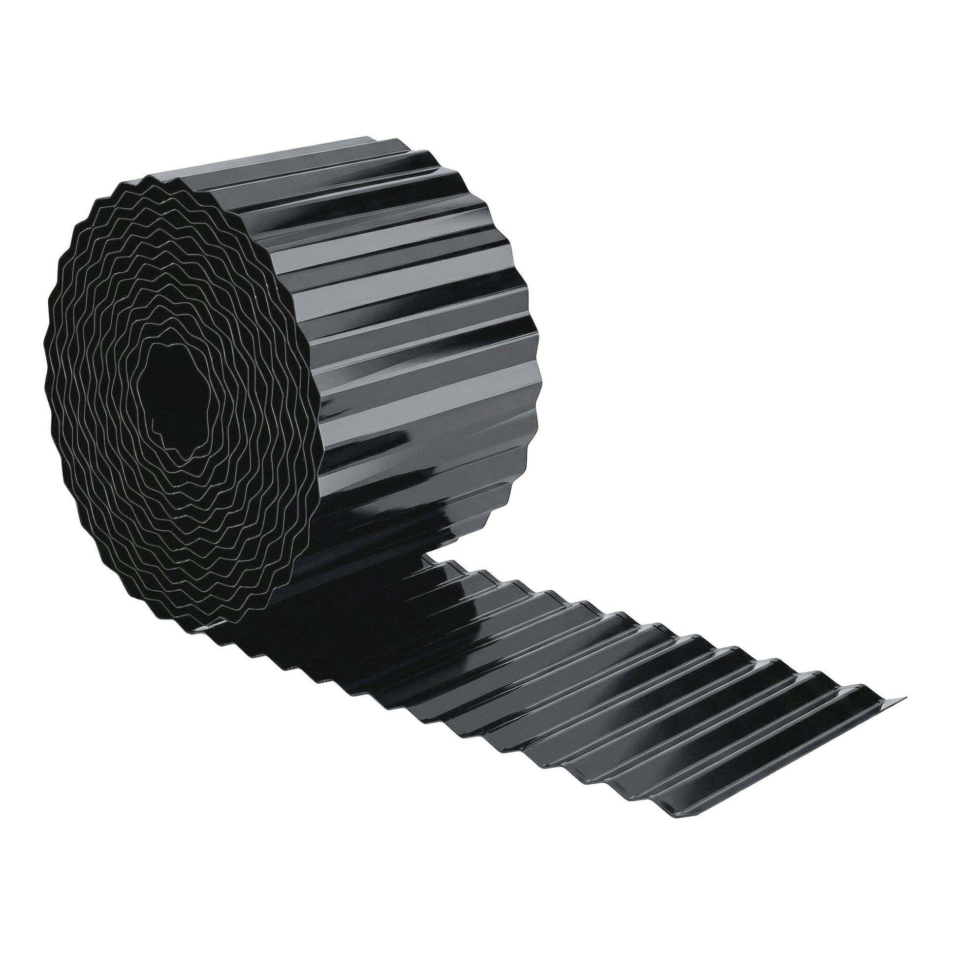 Photo of Outsunny Metal Garden Edging Border, 8 in x 21.3 ft Corrugated Heavy Duty Galvanised Steel Lawn Edging, Dark Grey in Grey colour on a white background