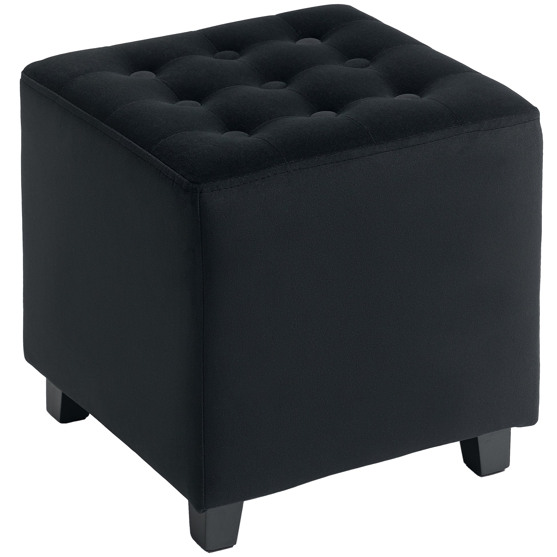 Photo of HOMCOM Velvet-Feel Square Ottoman - Grey in Grey colour on a white background
