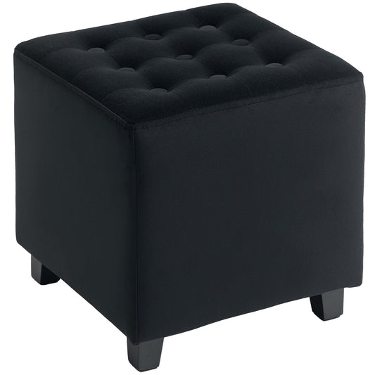 Photo of HOMCOM Velvet-Feel Square Ottoman - Grey in Grey colour on a white background