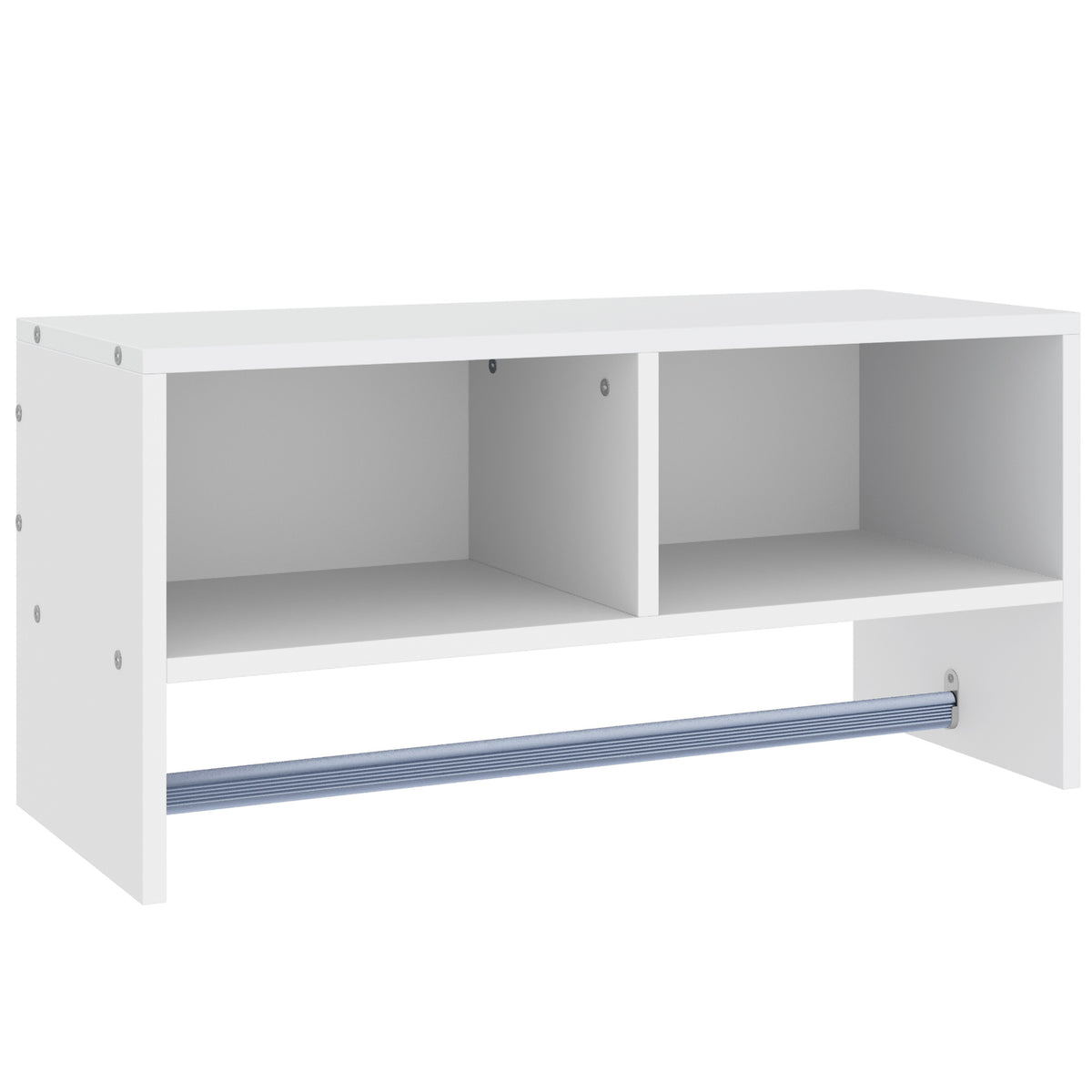 Photo of HOMCOM Wall Mounted Coat Hanger Hooks Rack Stand Hallway Coat Rack Rail & Storage Shelf Hanging Coat Organizer (White) in (White) colour on a white background