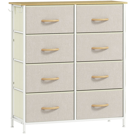 Photo of HOMCOM Chest of Eight Fabric Drawers - Beige in Beige colour on a white background