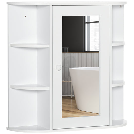 Photo of HOMCOM Wall Mounted Bathroom Cabinet with Mirror Single Door Storage Organizer 2-tier Inner Shelves White in White colour on a white background