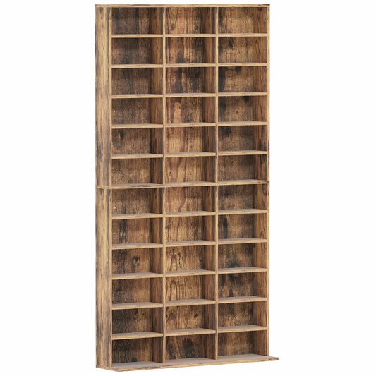 Photo of HOMCOM CD Storage Unit with Adjustable Shelves, 102 x 195 cm, Rustic Brown in Brown colour on a white background