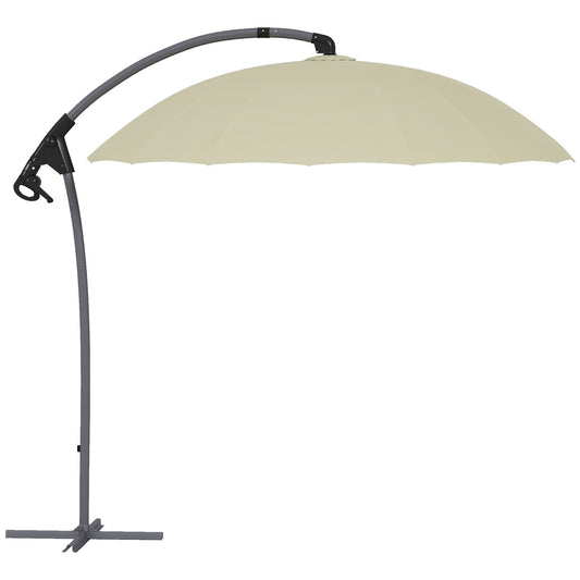 Photo of Outsunny 2.7m Cantilever Parasol, with Cross Base - Beige in Beige colour on a white background