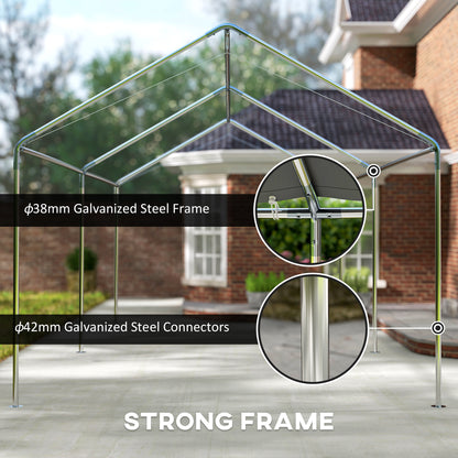 Outsunny carport galvanized steel frame with reinforced connectors