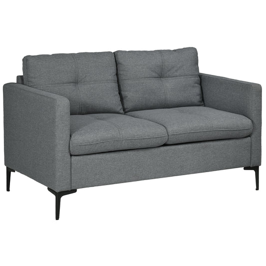 Photo of HOMCOM Two-Seater Sofa, with Steel Legs - Grey in Grey colour on a white background