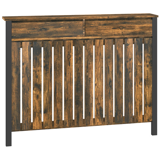 Photo of HOMCOM 93 x 119cm Rustic-Look Radiator Cover - Brown/Black in Brown/Black colour on a white background