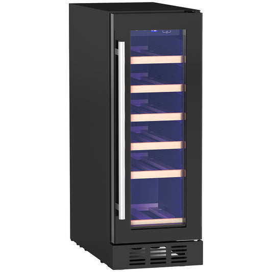Photo of HOMCOM 19 Bottle 5-18℃ Wooden Rack Wine Fridge - Black in Black colour on a white background