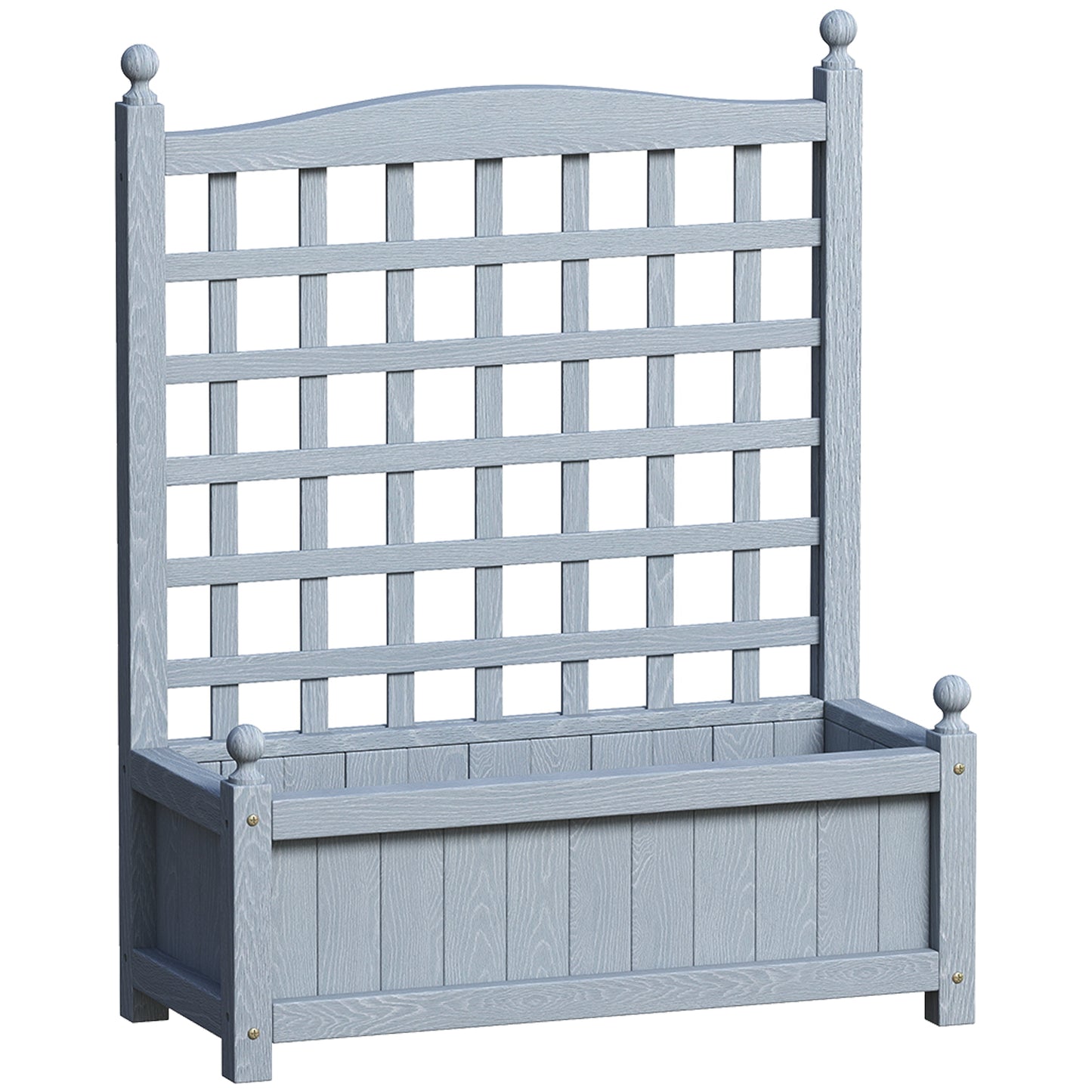Photo of Outsunny Garden Planters with Trellis for Climbing Vines, Wood Raised Beds for Garden, Flower Pot, Indoor Outdoor, Grey in Grey colour on a white background