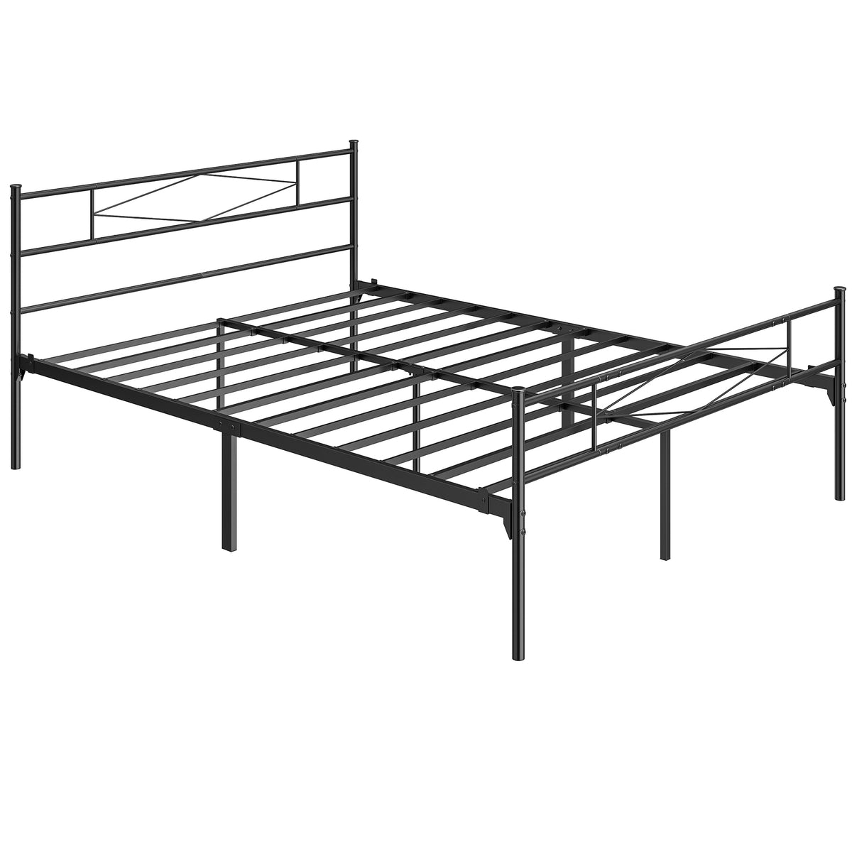 Photo of HOMCOM 5ft King Bed Frame with Headboard and Footboard, Metal Platform Bed Frame with 32 cm Underbed Storage, Black in Black colour on a white background