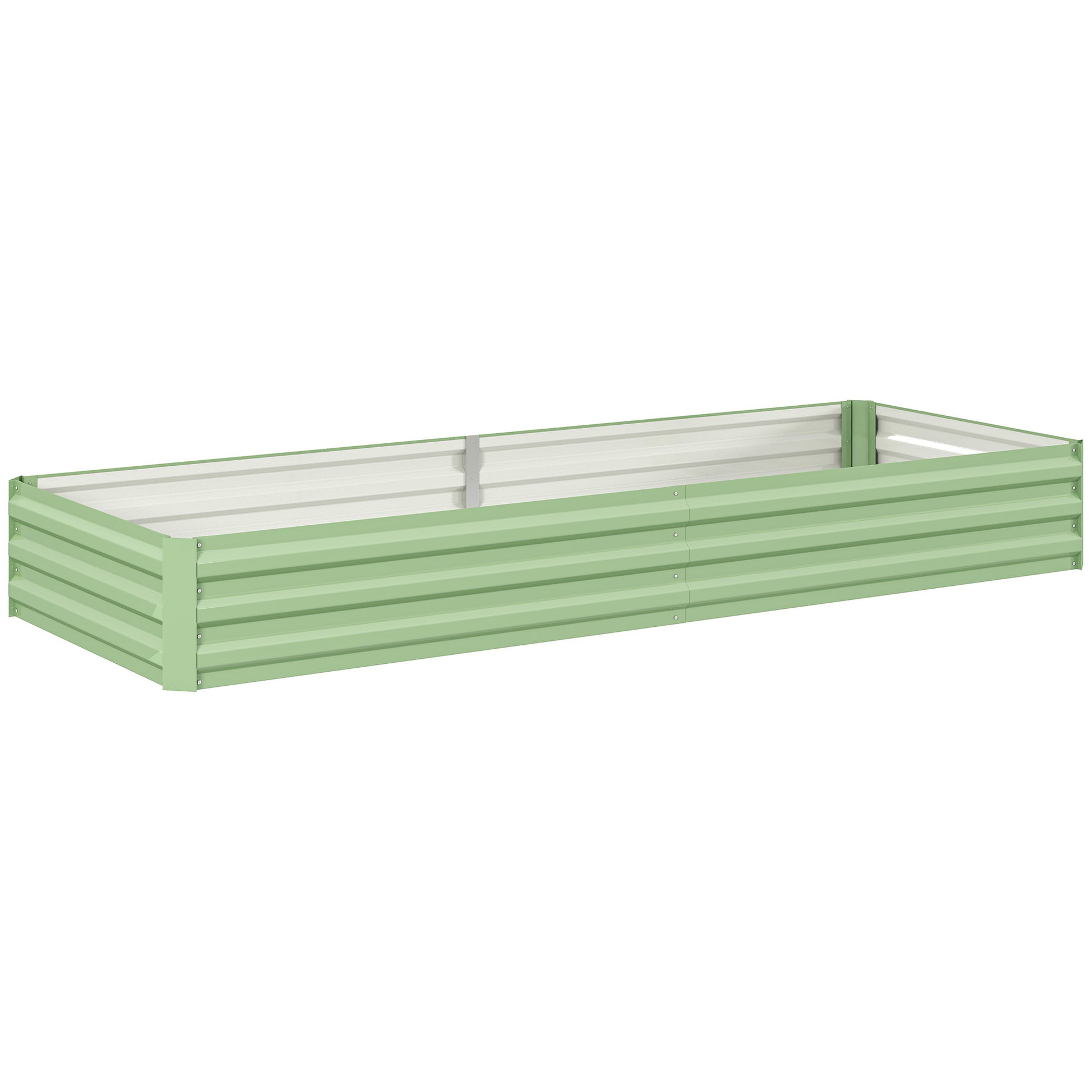 Photo of Outsunny Metal Raised Garden Bed Planter Box Outdoor Planters for Growing Flowers, Herbs, Green, Light Green in Green colour on a white background