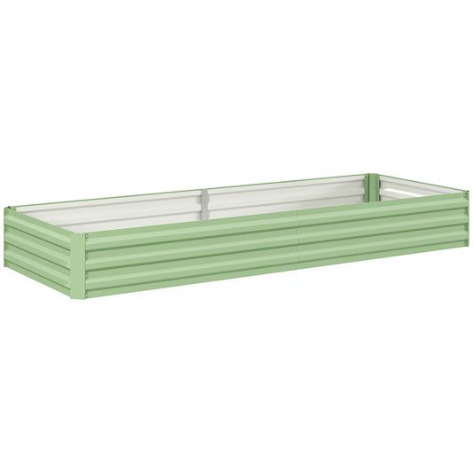 Photo of Outsunny Metal Raised Garden Bed Planter Box Outdoor Planters for Growing Flowers, Herbs, Green, Light Green in Green colour on a white background