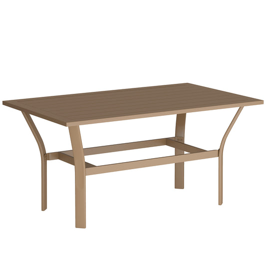 Photo of Outsunny Metal Garden Coffee Table, Rectangular Outdoor Side Table with Slatted Tabletop, Foot Pads for Outside, Garden, Balcony, Porch, 91.5 x 55 x 45cm, Brown in Brown colour on a white background