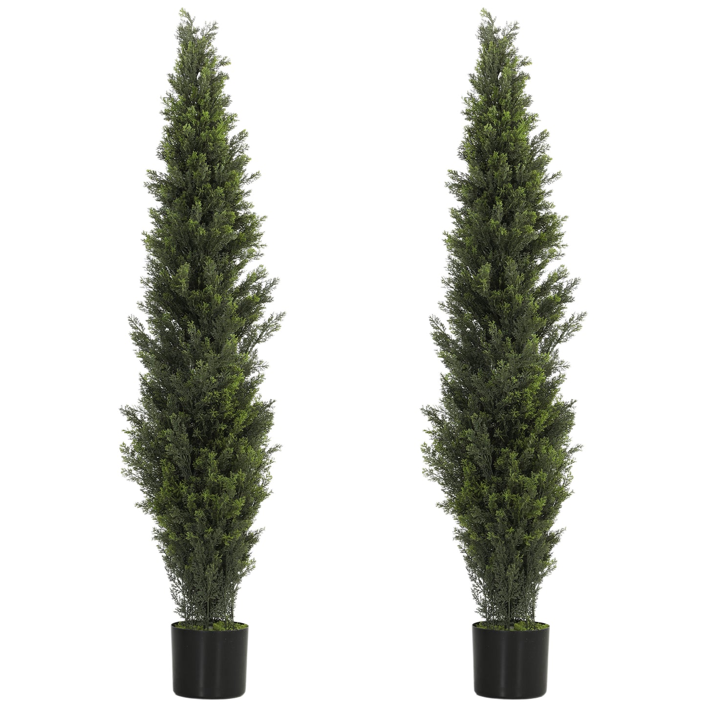 Photo of HOMCOM Set of 2 Decorative Artificial Plants Cypress in Weighted Pot, Fake Plant with 2035 Leaves, 150 cm in cm colour on a white background
