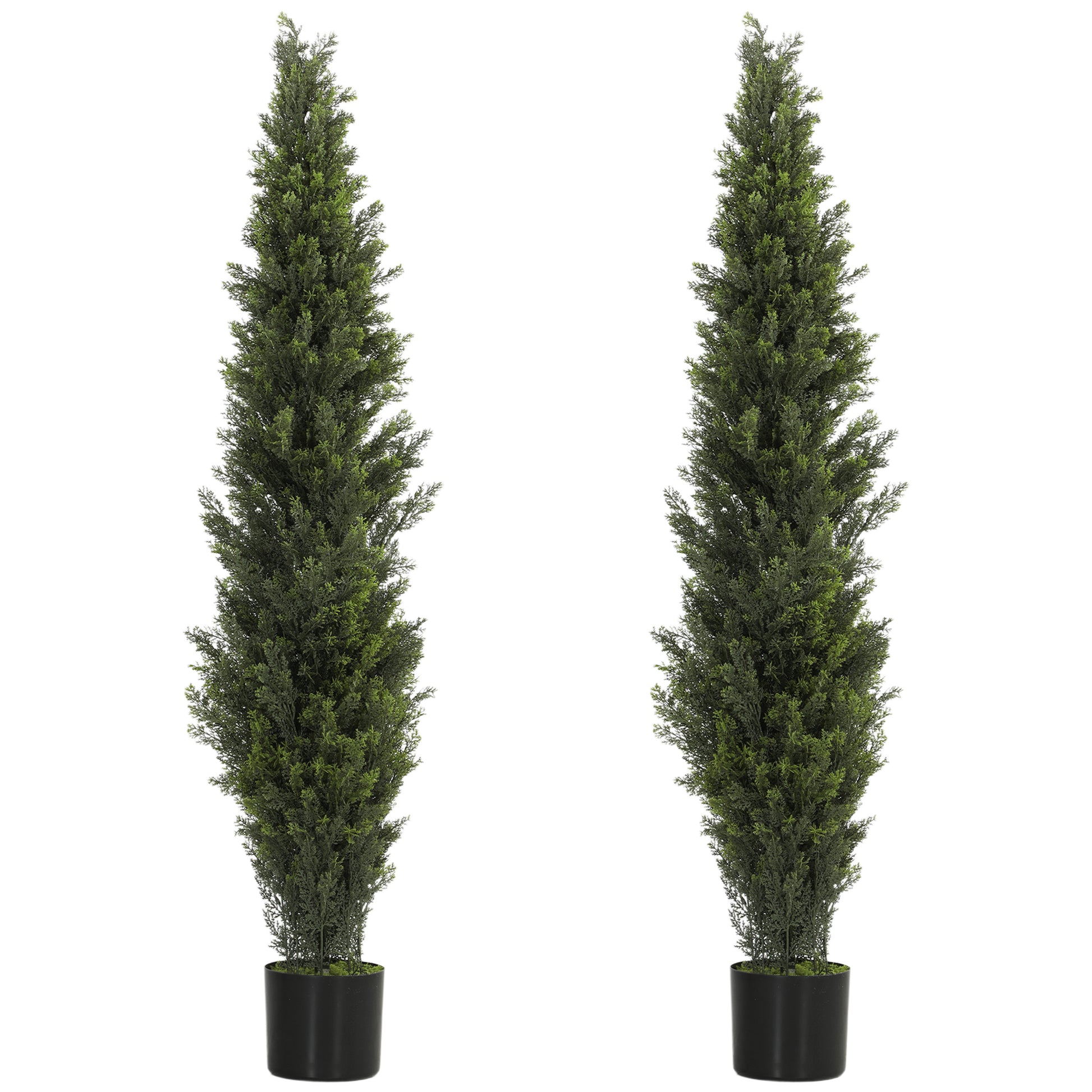 Photo of HOMCOM Set of 2 Decorative Artificial Plants Cypress in Weighted Pot, Fake Plant with 2035 Leaves, 150 cm in cm colour on a white background