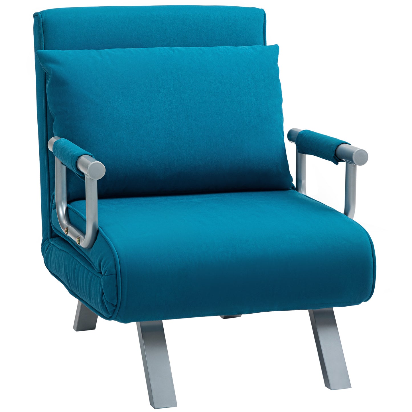 Photo of HOMCOM 4-in-1 Faux Suede Chair Bed - Blue in Blue colour on a white background
