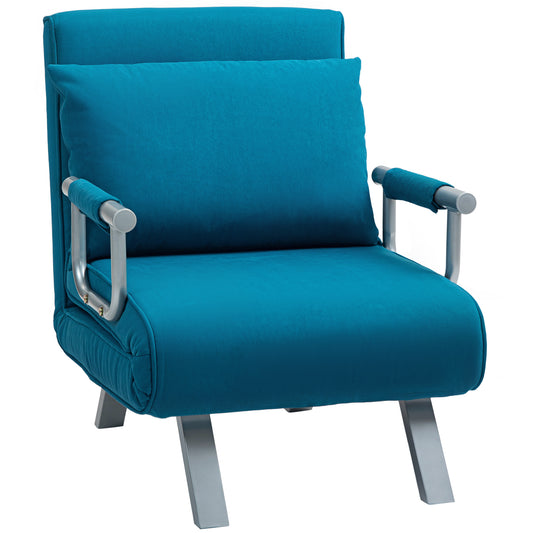 Photo of HOMCOM 4-in-1 Faux Suede Chair Bed - Blue in Blue colour on a white background