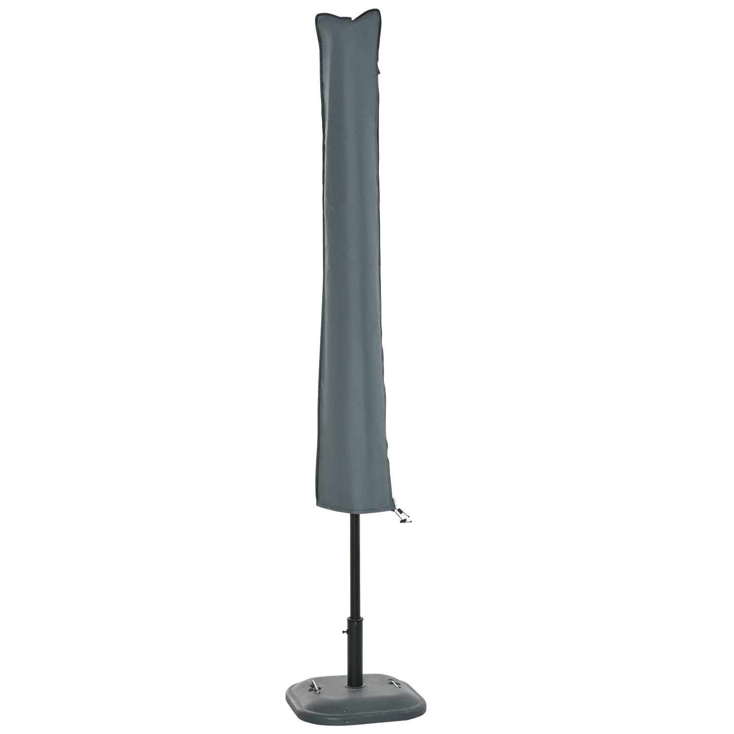 Photo of Outsunny Parasol Cover, Cantilever Umbrella Cover, Banana Umbrella Cover with Zipper for Outdoor Garden, Patio, Grey in Grey colour on a white background