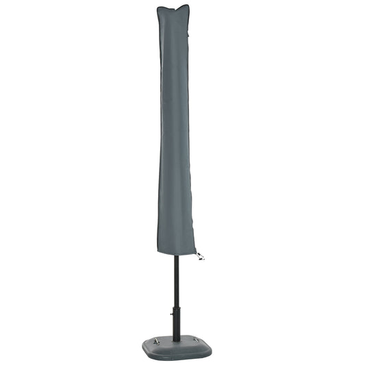 Photo of Outsunny Parasol Cover, Cantilever Umbrella Cover, Banana Umbrella Cover with Zipper for Outdoor Garden, Patio, Grey in Grey colour on a white background
