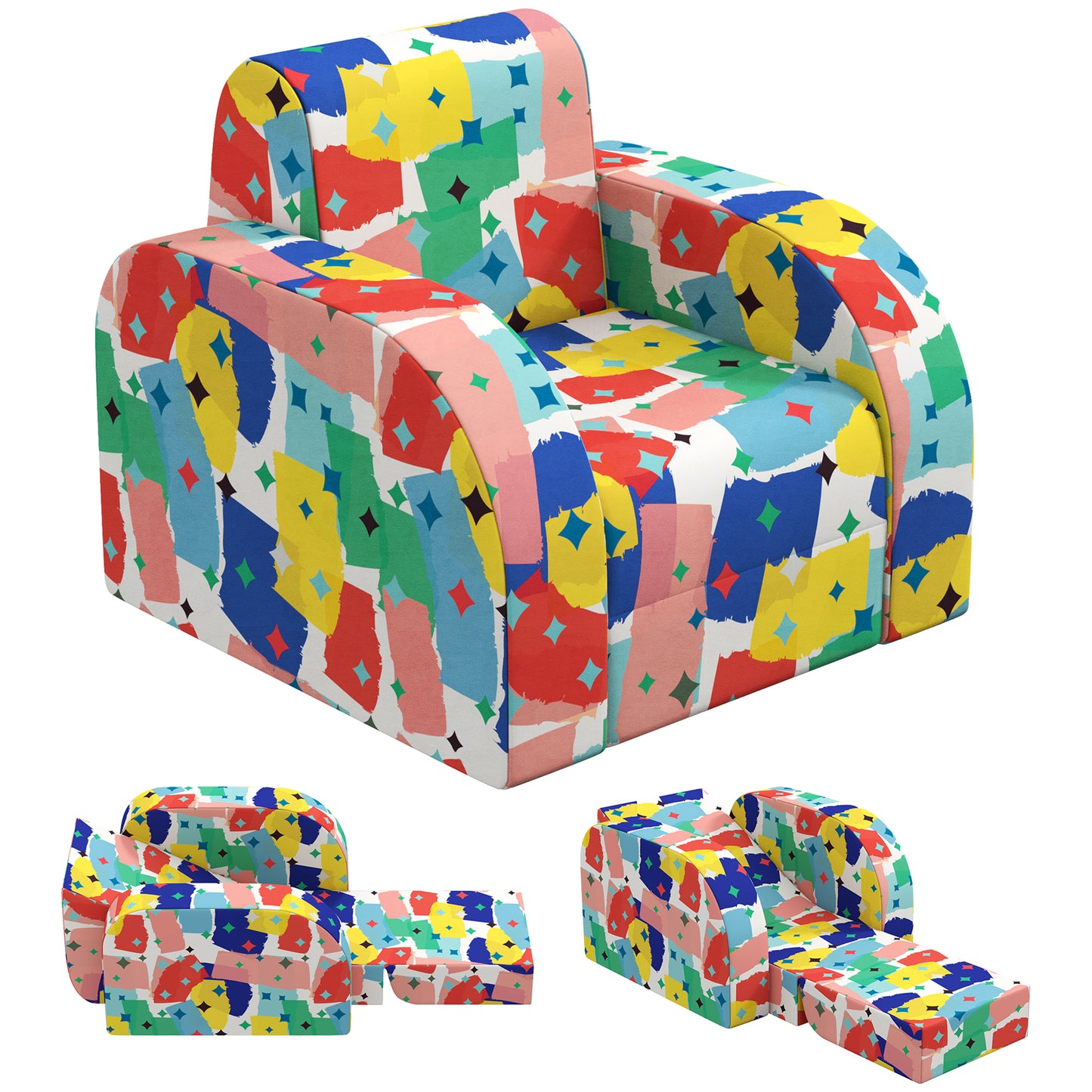Photo of AIYAPLAY Foldable Toddler Chair Soft Snuggle Sponge Filled for Bedroom Playroom, Aged 18 Months to 3 Years - Multicoloured in Multicoloured colour on a white background