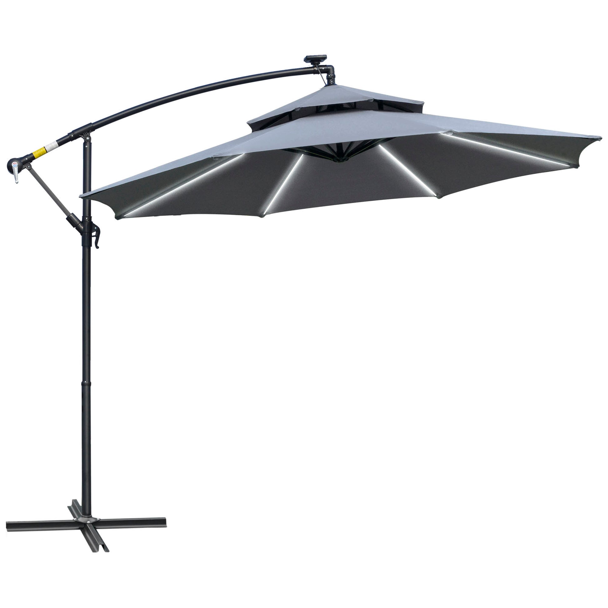Photo of Outsunny 3m LED Light Overhanging Parasol - Grey in Grey colour on a white background