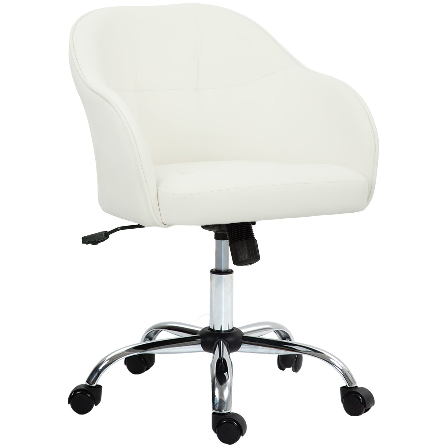Photo of HOMCOM 46-56 cm Velvet-feel Office Chair - Cream in Cream colour on a white background