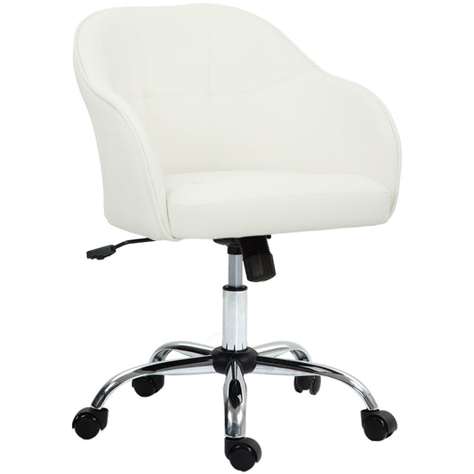 Photo of HOMCOM 46-56 cm Velvet-feel Office Chair - Cream in Cream colour on a white background