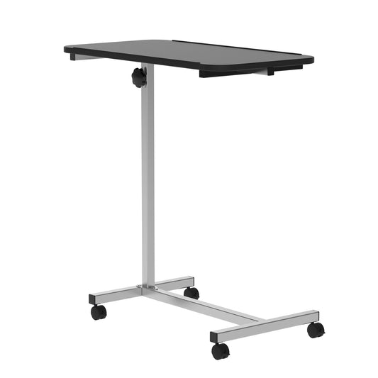 Photo of HOMCOM Height Adjustable Over Bed Table with Wheels, C Shaped Laptop Desk, Portable Hospital Bed Table for Living Room, Bedroom, Black in Black colour on a white background