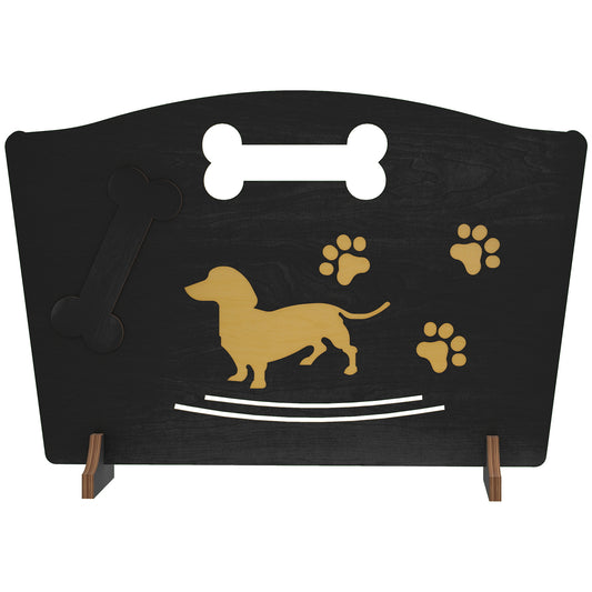 Photo of PawHut Wooden Dog Stopper, Dog Barrier with Support Feet, for Stair, Patio, Very Easy Setup, Black, 75 x 51 cm in cm colour on a white background