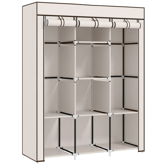 Photo of HOMCOM Fabric Wardrobe, with Rails and Shelves - Cream White in White colour on a white background