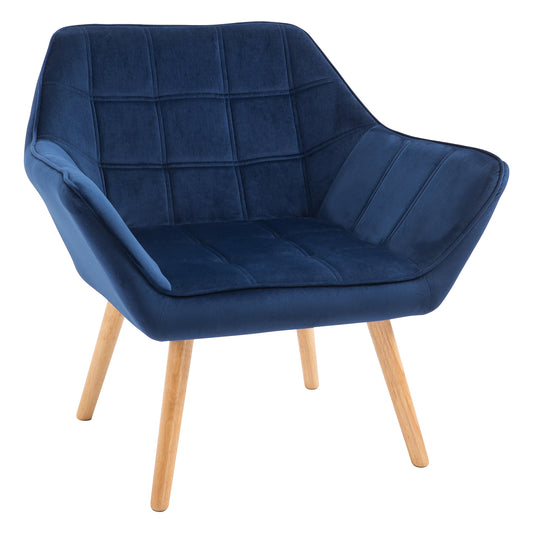 Photo of HOMCOM Armchair Accent Chair Wide Arms Slanted Back Padding Steel Frame Wooden Legs Home Bedroom Furniture Seating Blue in Blue colour on a white background