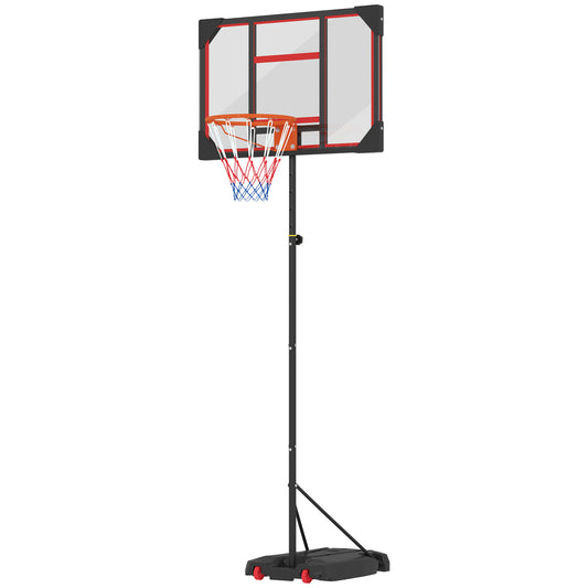 Photo of AIYAPLAY Basketball Hoop Outdoor Indoor, 210-260cm Height Adjustable Basketball Hoop with Wheels, Larger Base, for 6+ Years, Red in Red colour on a white background