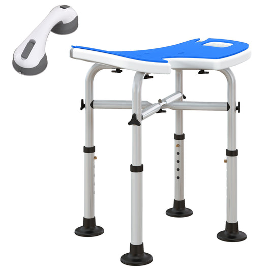 Photo of HOMCOM 39-51.5cm 'U' Seat Padded Shower Stool - Dark Blue in Blue colour on a white background