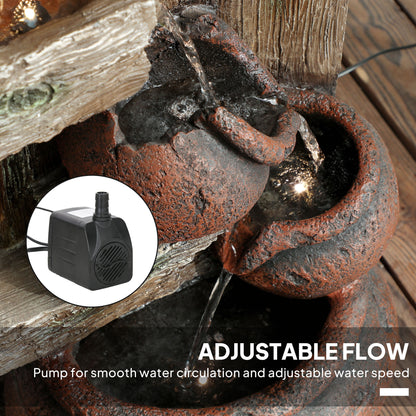 Outsunny fountain's textured pots with flowing water and adjustable pump