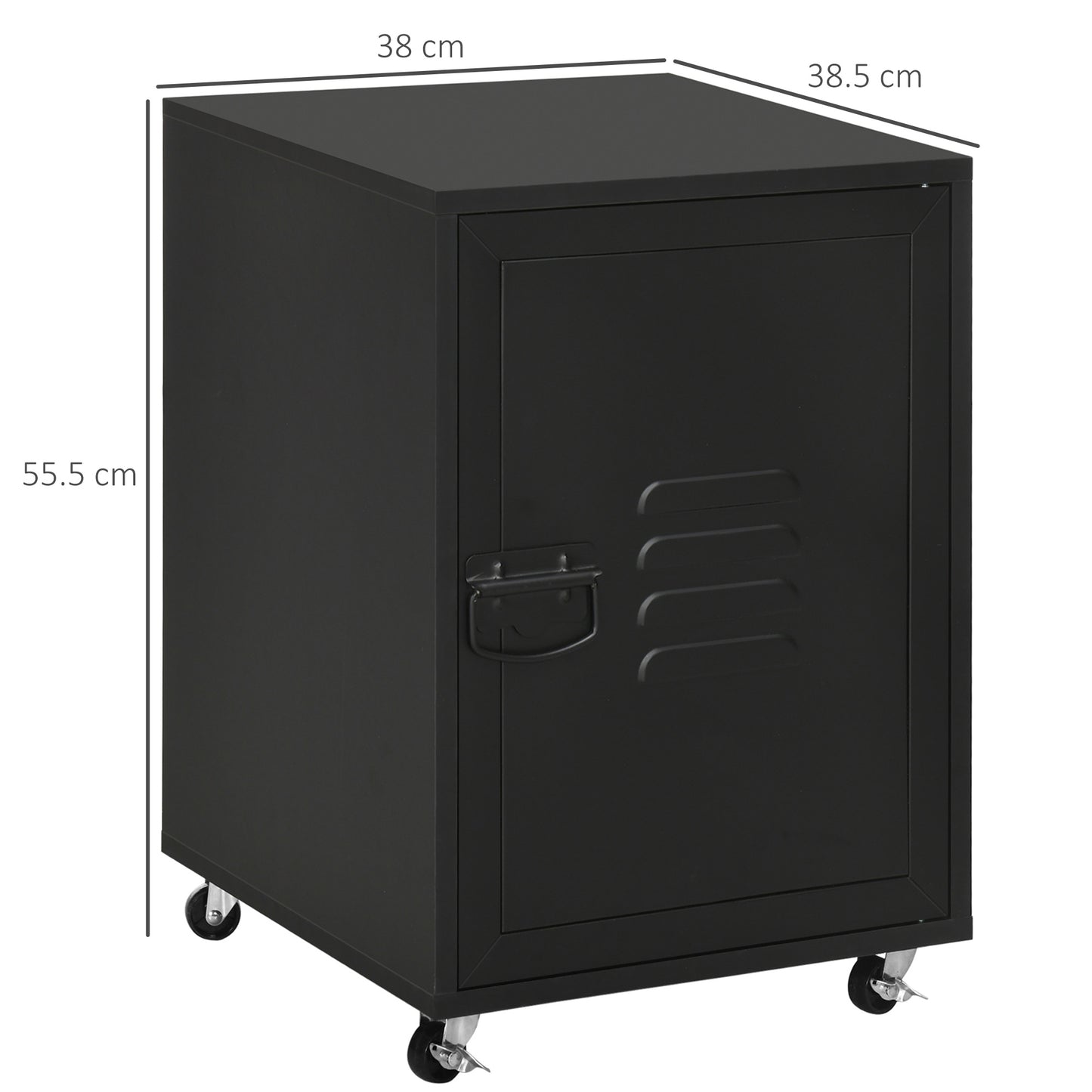 HOMCOM Rolling Metal Filing Cabinet, Industrial Mobile Storage Cabinet with Adjustable Shelf and Wheels for Home Office Living Room, Black