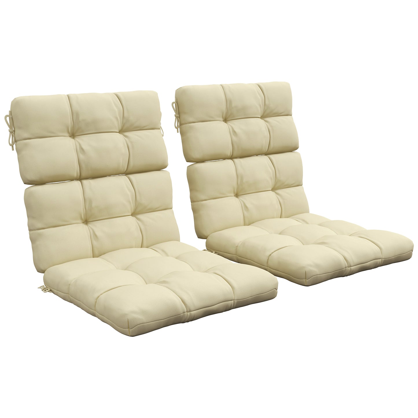 Photo of Outsunny 2-Piece Seat Cushion Replacement with Backrest, Garden Patio Chair Cushions Set with Ties, Beige in Beige colour on a white background