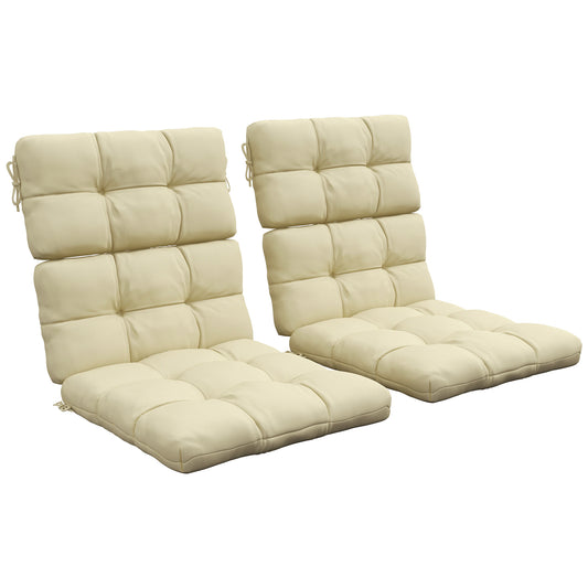 Photo of Outsunny 2-Piece Seat Cushion Replacement with Backrest, Garden Patio Chair Cushions Set with Ties, Beige in Beige colour on a white background
