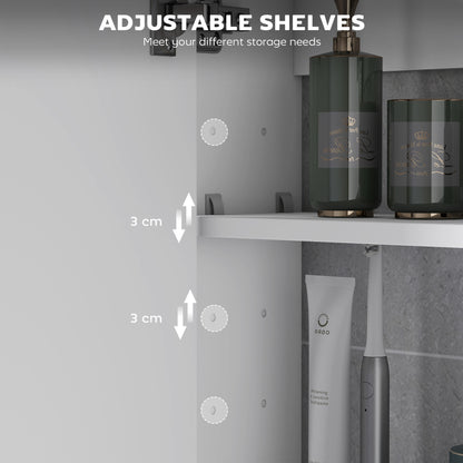 HOMCOM bathroom cabinet interior with adjustable shelves and 3 cm spacing