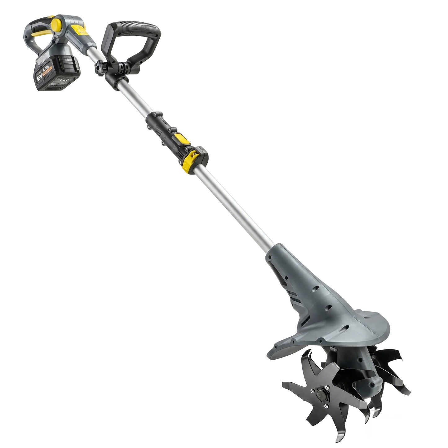 Photo of Outsunny Cordless Tiller, 18V Electric Garden Rotavator with 2 x 4000mAh Batteries, Charger, 20cm Tilling Width & 18cm Depth in Depth colour on a white background