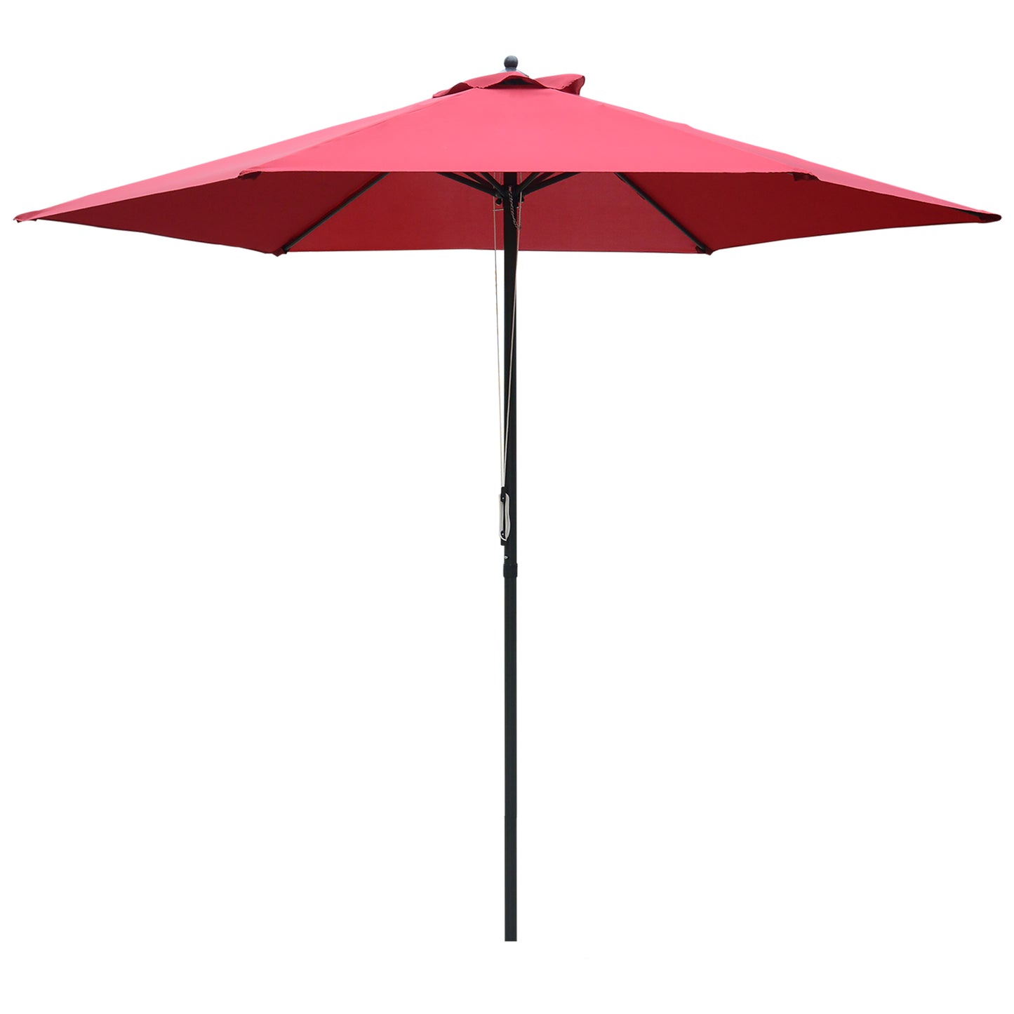 Photo of Outsunny 2.8m Garden Parasol Umbrella, Round Outdoor Market Table Umbrella Sun Shade Canopy, Wine Red in Red colour on a white background