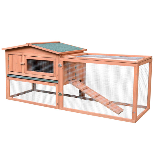 Photo of Pawhut 2 Floor Wooden Guinea Pigs Hutches House Bunny Coop Outdoor Garden Backyard, 158L x 58W x 68H cm in cm colour on a white background