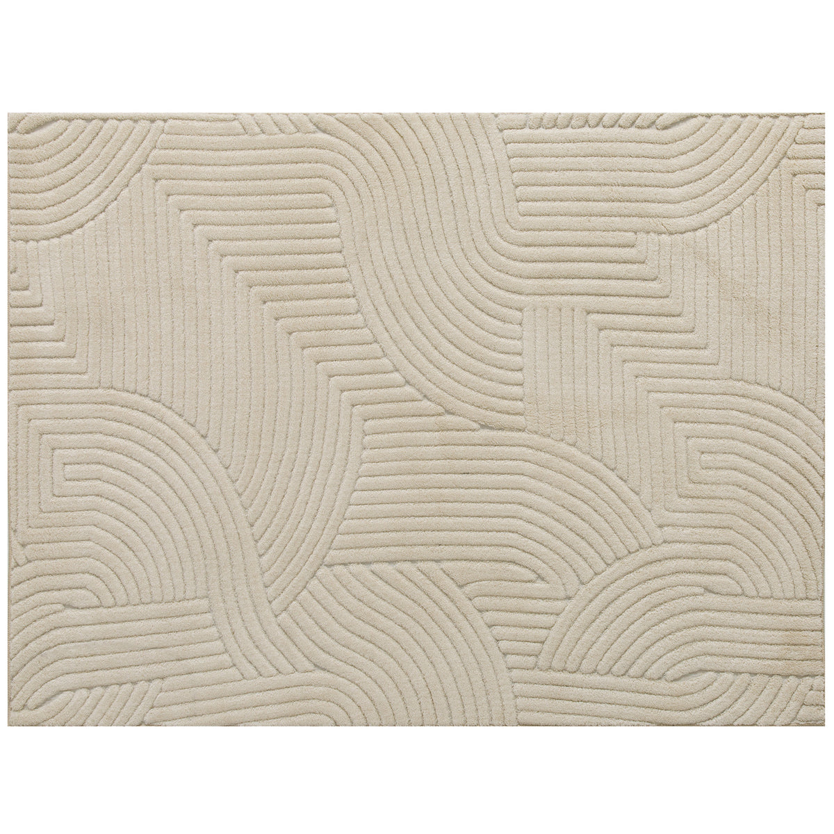Photo of HOMCOM Modern Geometric Rug, Thick Plush, Non-Slip, 200 x 140 cm – Cream, Living Room/Bedroom/Office in Room/Bedroom/Office colour on a white background