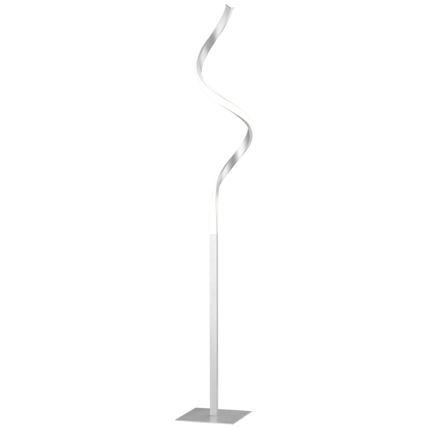 Photo of HOMCOM Dimmable Floor Lamp for Living Room, Modern Spiral Standing Lamp with 3 Adjustable Brightness and Square Base, Silver in Silver colour on a white background