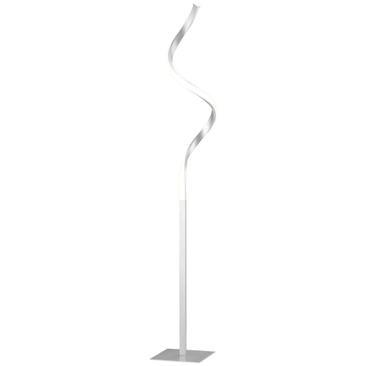 Photo of HOMCOM Dimmable Floor Lamp for Living Room, Modern Spiral Standing Lamp with 3 Adjustable Brightness and Square Base, Silver in Silver colour on a white background
