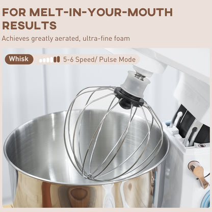HOMCOM stand mixer with stainless steel bowl and wire whisk attachment