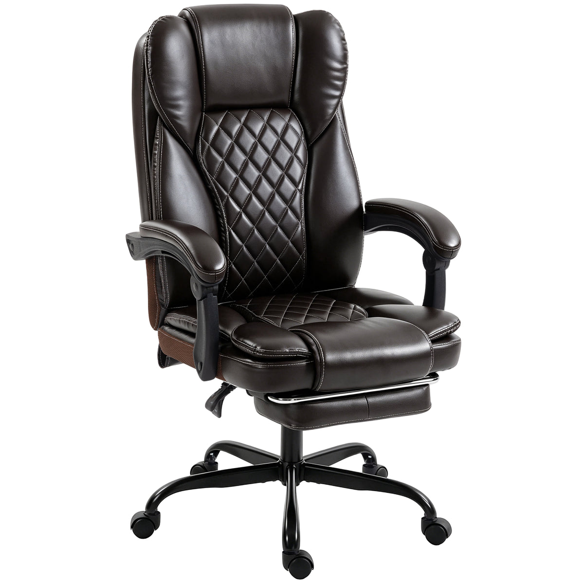 Photo of HOMCOM Executive Home Office Chair Reclining Function Footrest Computer Desk Chair High Back, Brown in Brown colour on a white background