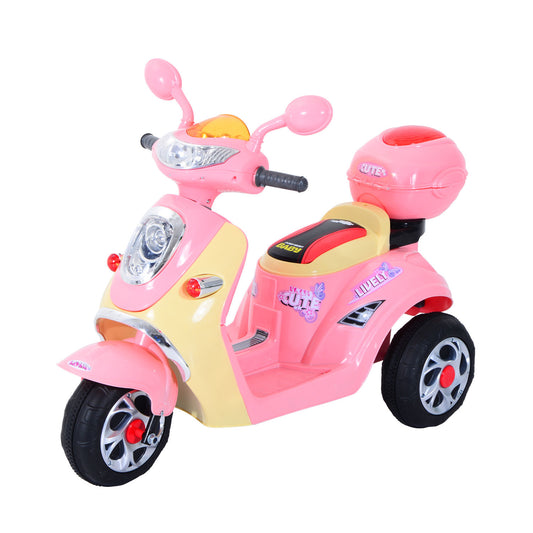 Photo of HOMCOM Kids Electric Ride On Toy Car 6V Electric Motorbike with Chargeable Battery Headlight and Music for 3-5 Years - Pink in Pink colour on a white background